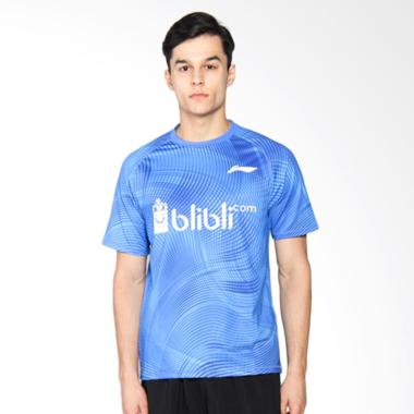 Li Ning RN Tee Kaos Badminton Pria - Blue ATSL443-3 (Olympiade Series)