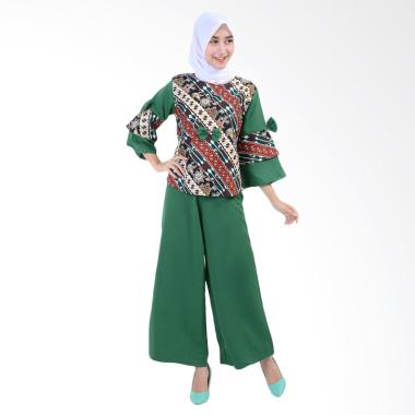 Jfashion Stelan Blouse Batik dan Celana Kulot Ayu - Hijau