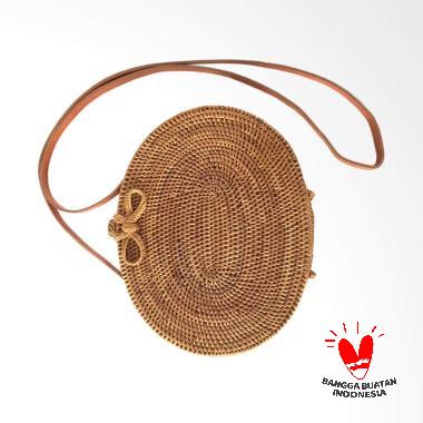 Native Borneo Kerajinan Ate Rotan Bali Oval Tas Selempang