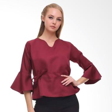 Jfashion New Blus Tangan terompet Korean Style - Yonna Marun