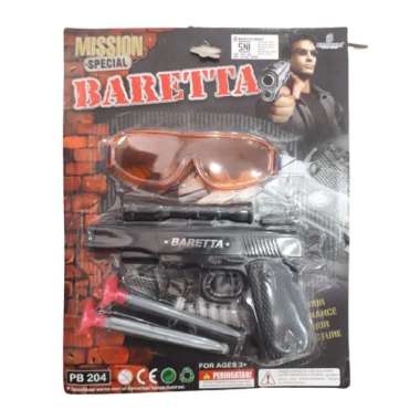 Mainan Pistol Karet + Kacamata / Baretta / PB204
