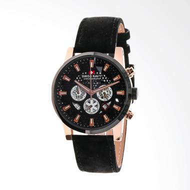 SWISS NAVY Man Black Patterned Dial Stainless Steel Case Jam Tangan Pria - Black 8310MRGBK