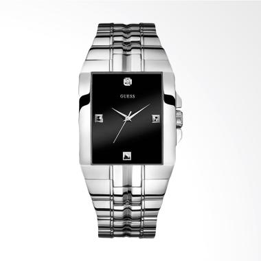 Guess Men Black Jam Tangan Pria - Silver U10014G1
