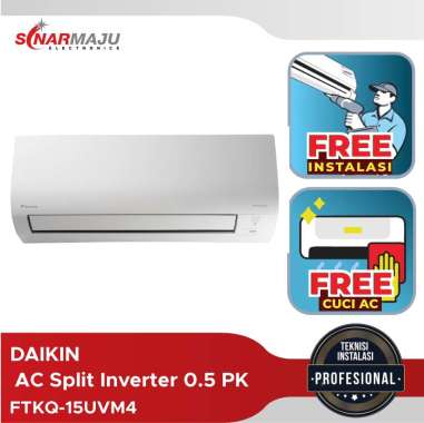 AC Inverter Daikin 0.5 PK FTKQ-15UVM4 Free Instalasi + Cuci AC Putih
