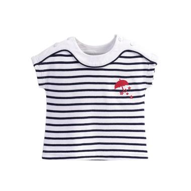 Mom N Bab Short Tee Umbrella Atasan Anak Perempuan -White Stripe