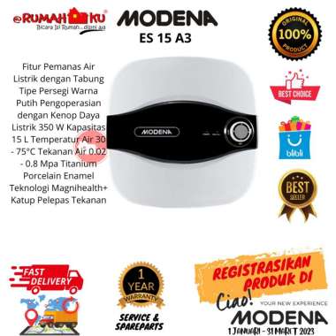 Modena Water Heater 15 Liter ES 15 A3 Putih