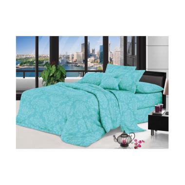 Lidia Polos Emboss Set Bed Cover dan Sprei - Blue