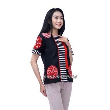Batik Dua Putri Batik Moden fashion Wanita Model Terbaru - BLOUSE MUBAROK - 5L Black