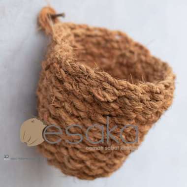 Pot anyaman mini lucu kecil unik sabut kelapa pot kecil hiasan meja pot mini