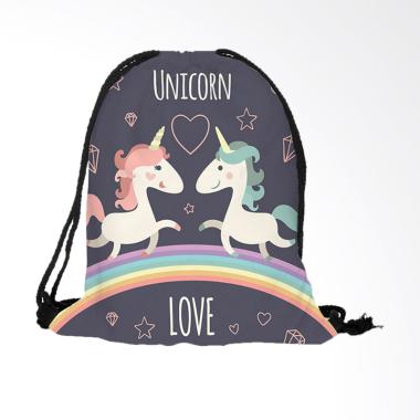 Lansdeal YXP71021644B Unicorn Candy Rucksack Bundle Pocket Drawstring Backpack - Black