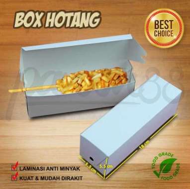 Kotak HOTANG - Box HOTANG - Dus HOTANG | Sostang Hot Dog Tokkebi | PUTIH - POLOS (50 pcs)