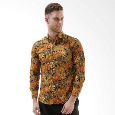VM Casual Slimfit Kemeja Panjang Batik Pria - Kuning Gold