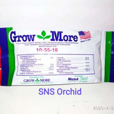 Growmore grow more merah pupuk daun bunga anggrek pembungaan 100 gr Multicolor
