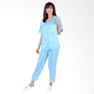 Okechuku CP Satin Baju Tidur Lengan Pendek Wanita - Biru Muda