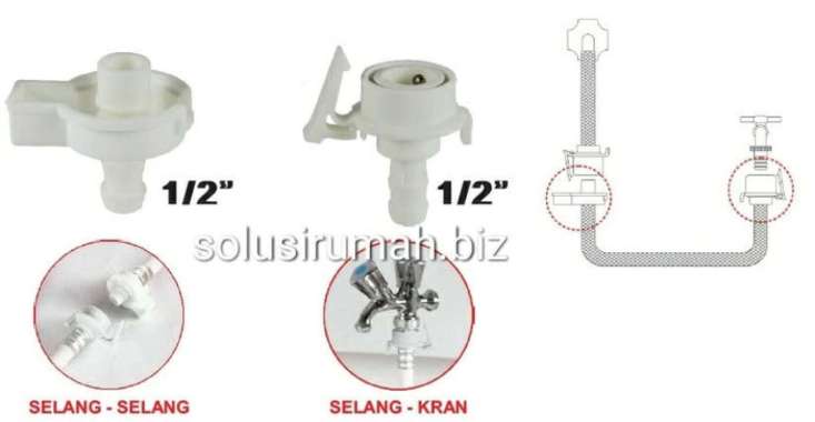 2BIJI SAMBUNGAN SELANG MESIN CUCI KRAN KEPALA SELANG PENYAMBUNG