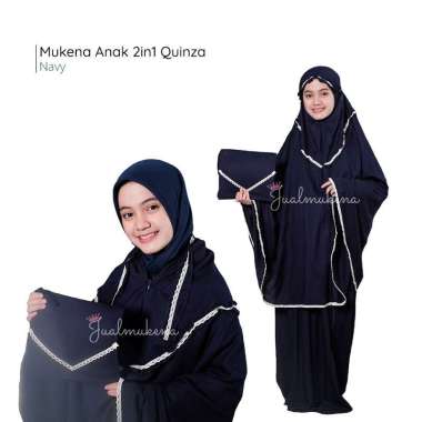 MUKENA PONCO 2IN1 TELEKUNG ANAK SD 8-12 TAHUN RAYON PREMIUM QUEENZA Semua Ukuran Navy