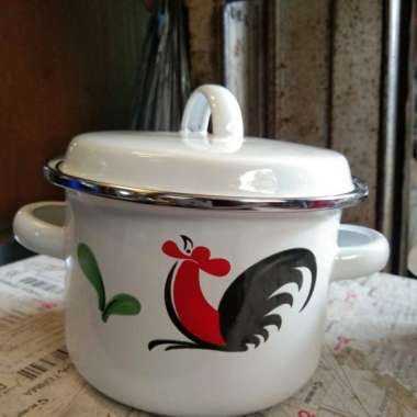 panci enamel kedaung cap ayam kukuruyuk 12 14 cm model tinggi ORI 100% Multicolor