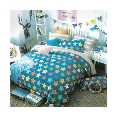 Sleep Buddy Navy Star Cotton Sateen Set Sprei