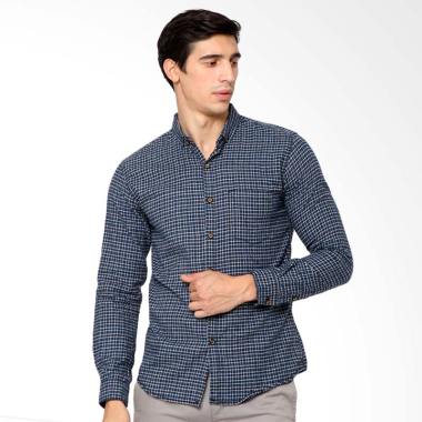 MENTLI Dean Flannel Shirt Kemeja Pria - Biru