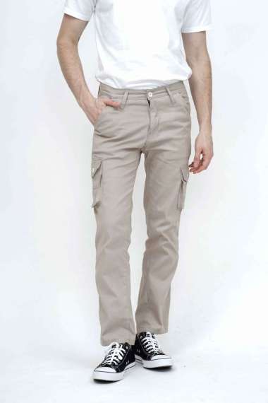 Celana Panjang kargo Pria Slim Fit Cargo pants kantong stretch melar 30 krim