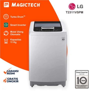 MESIN CUCI LG 11 KG T2311VSPM 1 TABUNG TOP LOADING - SMART INVERTER