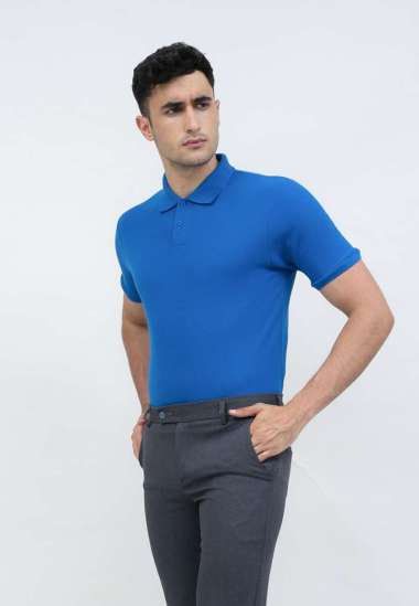 polo shirt baju kaos kerah polo slim houseofcuff biru XL