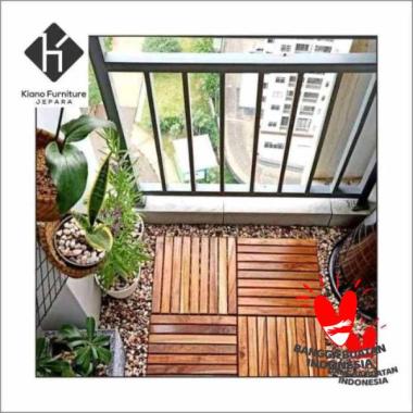 PARKET KAYU JATI + VERNISH ( PAKET HEMAT isi 10pcs ) DECKING TILE / LANTAI KAYU / LANTAI KAYU JATI g
