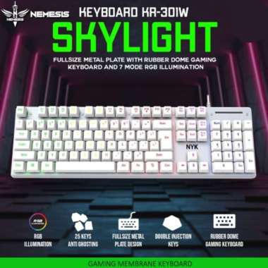 KEYBOARD GAMING NYK KR-301 RGB UNDERGLOW. hitam