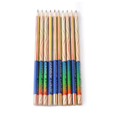 10pcs Rainbow Pencil 4 in 1 Colored Drawing Painting Pencils DIY Stationery Set