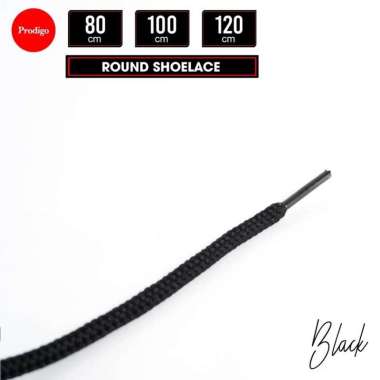 Tali Sepatu Bulat Gepeng Pipih Hitam & Putih Prodigo Shoelace Premium Bulat Hitam 80cm