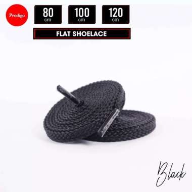 Tali Sepatu Bulat Gepeng Pipih Hitam & Putih Prodigo Shoelace Premium Gepeng Hitam 80cm