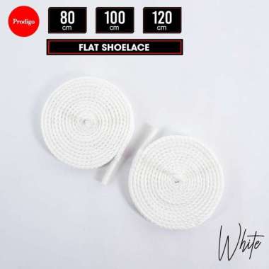 Tali Sepatu Bulat Gepeng Pipih Hitam & Putih Prodigo Shoelace Premium Gepeng Putih 120cm