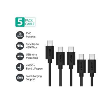 Aukey Cable CB D5 Micro USB 2.0 (5Pcs) Black