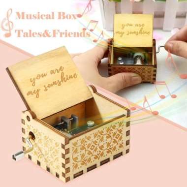 Kotak Musik You are My Sunshine Wooden Music Box Kotak Musik kayu coklat