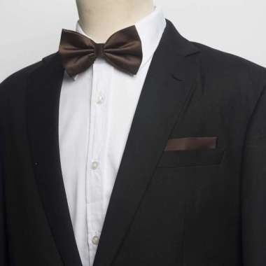 Houseofcuff Dasi Kupu Bowtie Pocket Square Saputangan Coklat Tua A11