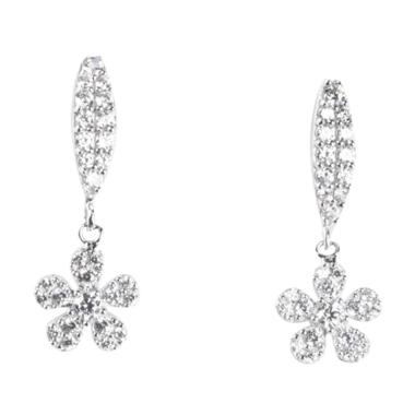 Kinina anting emas putih 18K tipe 2336