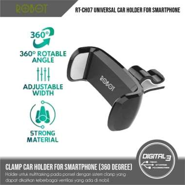 ROBOT RT-CH07 Car Phone Holder AC Vent Phone Holder Mobil hitam/