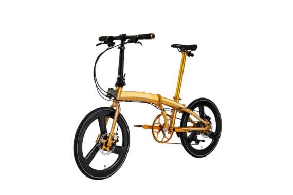 Sepeda Lipat 20 Element Ecosmo 11 Speed Gold Edition Velg Carbon yellow Black
