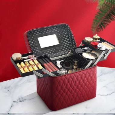 OEM ONE-K1 BOX MAKE UP / Kotak Kosmetik / Makeup Beauty Case / Tas Cosmetic / Koper Kosmetik MERAH -