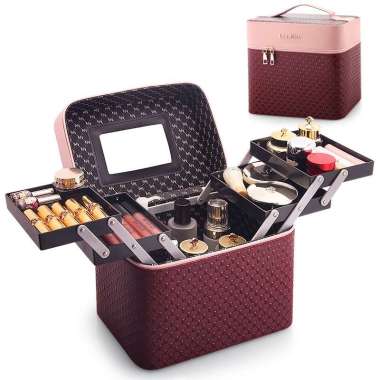 ONE - K1 BOX MAKE UP / Kotak Kosmetik / Makeup Beauty Case / Tas Cosmetic / Koper Kosmetik MERAHPINK