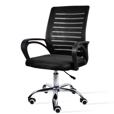 B&G KURSI KANTOR / STAFF CHAIR / KURSI KERJA / KURSI JARING / OFFICE CHAIR MODEL B-200 STEEL BLACK