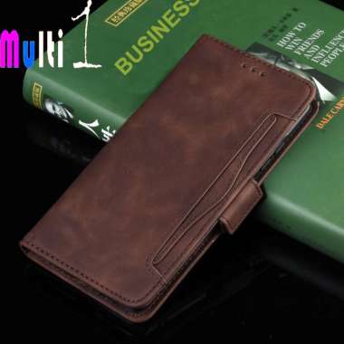 Flip Case Wallet OPPO REALME 7 Pro Leather Case Multi card slot Brown
