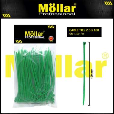 MOLLAR 93-175 Kabel Ties Hijau 2.5 x 100 mm Nylon Cable Tie - 100 pcs