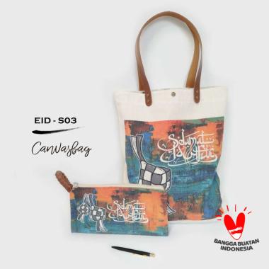 Dewani Tote Bag Set Canvas & Pouch EID03 Seri Lebaran Tas Kanvas Wanita