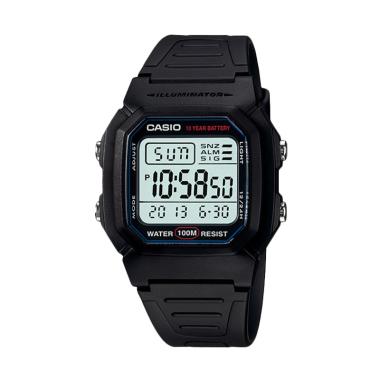 Casio Digital Strap Rubber Jam Tangan Pria - Black W-800H-1AV