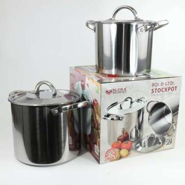 Supra Stainless Stockpot Set 2 Pcs Panci Stainless (8/12 Qt) / Panci Polos