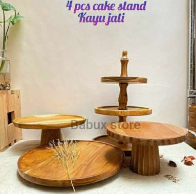 CAKE STAND KAYU JATI ASLI