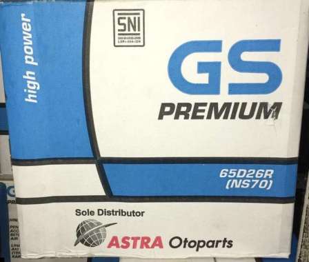 Aki Mobil GS ASTRA type GS PREMIUM 65D26R NS70 12V 65AH -03166