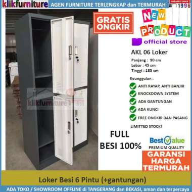 Loker Besi 6 Pintu AKL 06 ada Gantungan Baju