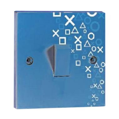 OEM Motif Silang Bulat Saklar Lampu Sticker - Biru